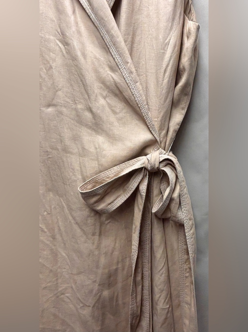 JONES NY SLEEVELESS LINEN A LINE WRAP DRESS SIZE 16 COLOR TAN - Picture 3 of 5